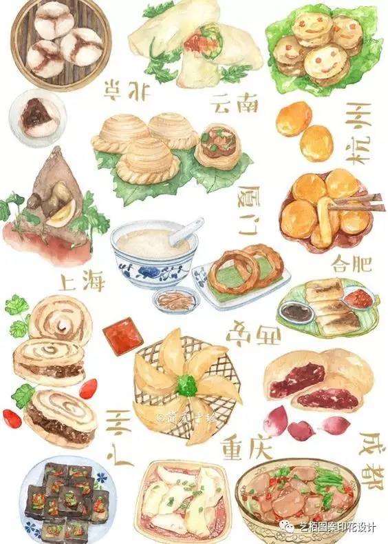 中国美食画简单图片