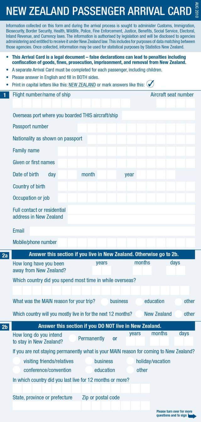 (2)新西兰入境卡英文(1)新西兰入境卡中文9.新西兰入境卡中英文对照8.