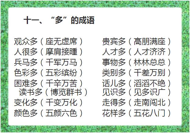 12組成語分類,小學四五年級不可錯過的絕好資料!