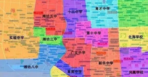 潍坊中学划片区地图版图片