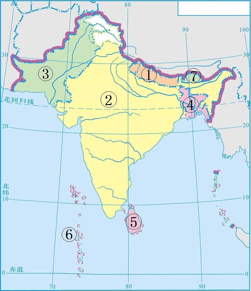 南亚地区分布图图片