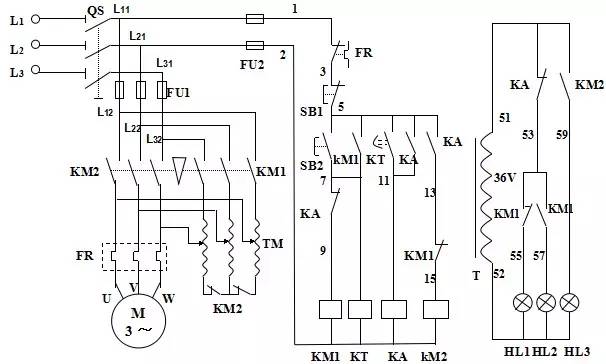 自耦变压器降压起动线路电动机m1与m2的起动与运转控制过程电动机m1与