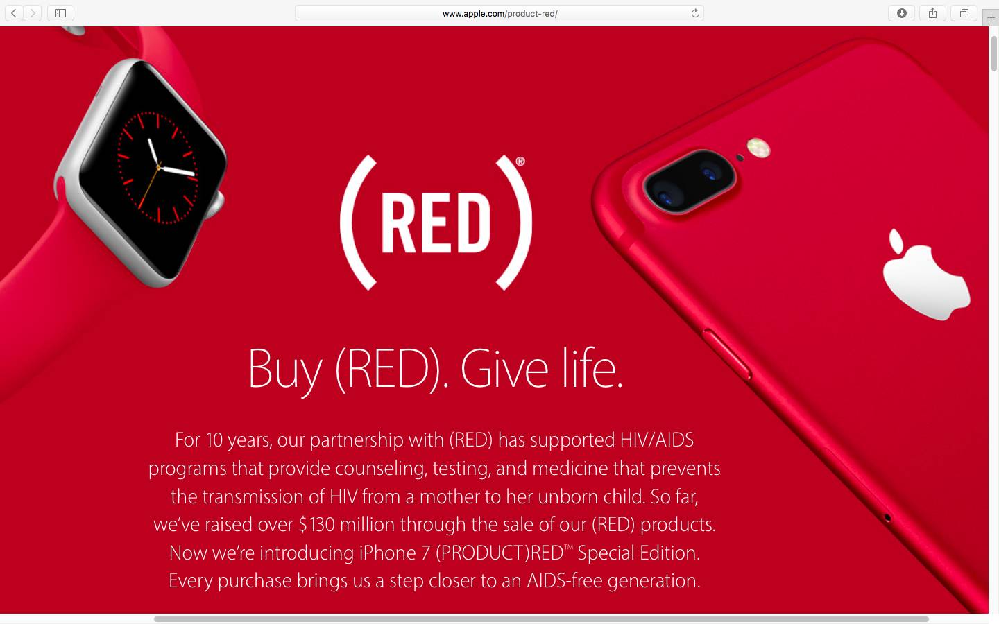 product red:每一个购买红色特别版iphone 7的人,都为全球基金(global