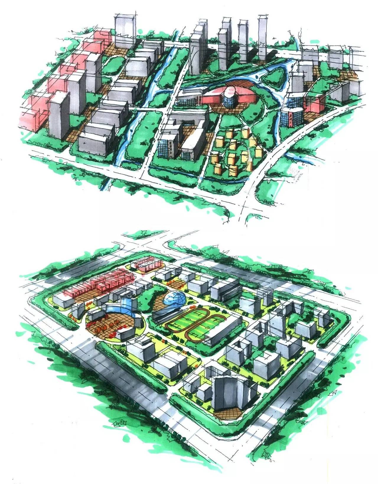 他画了近100张建筑鸟瞰手绘没有华丽的笔触但绝对实用