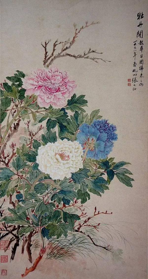 《牡丹开》张大壮 1958年作 上海中国画院藏