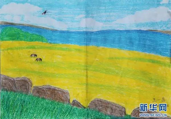 小学生手绘的青海湖,画风太美好~快来围观!