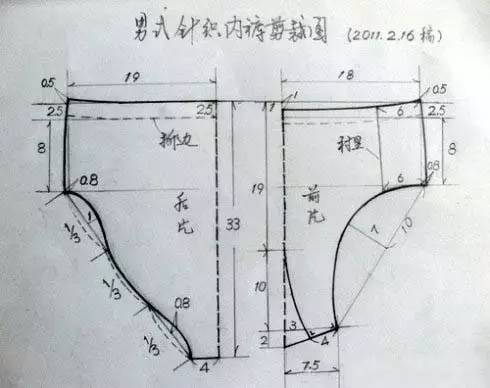 设计简单,缝制容易的男式三角内裤(附:裁剪图)