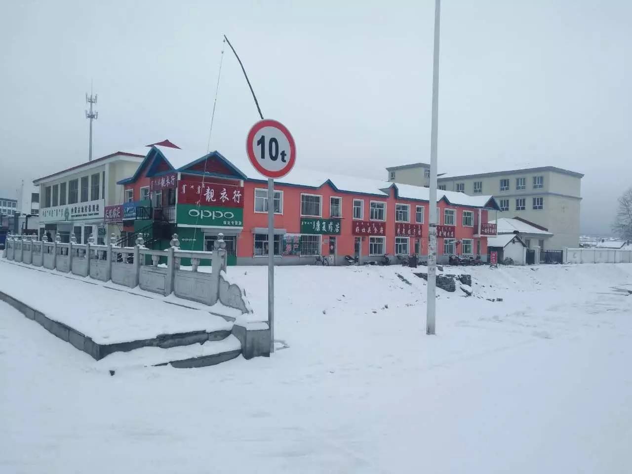 呼伦贝尔的得耳布尔镇清明过后大雪纷飞