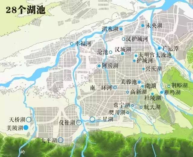 等于两个半大唐芙蓉园;2020年前7片湿地28座湖池,再现八水润西安!