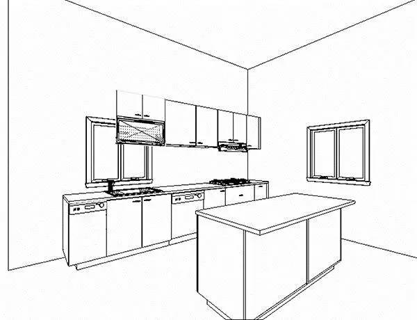 厨房一点透视图图片