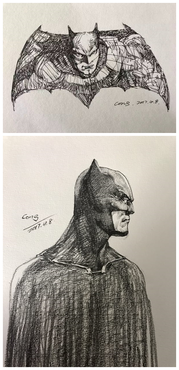 蝙蝠侠手绘黑白图片