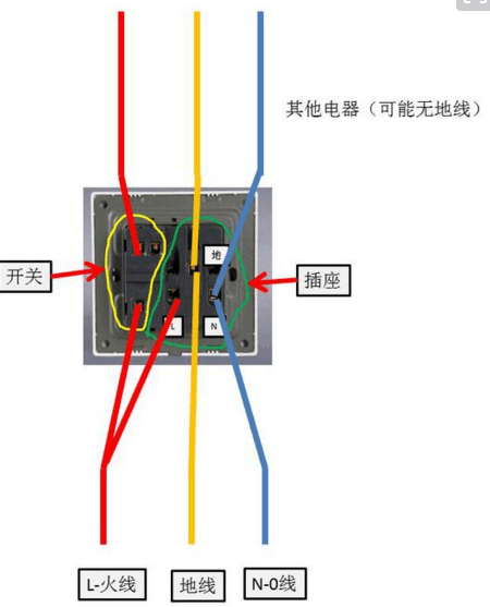 4孔插座接线图图片