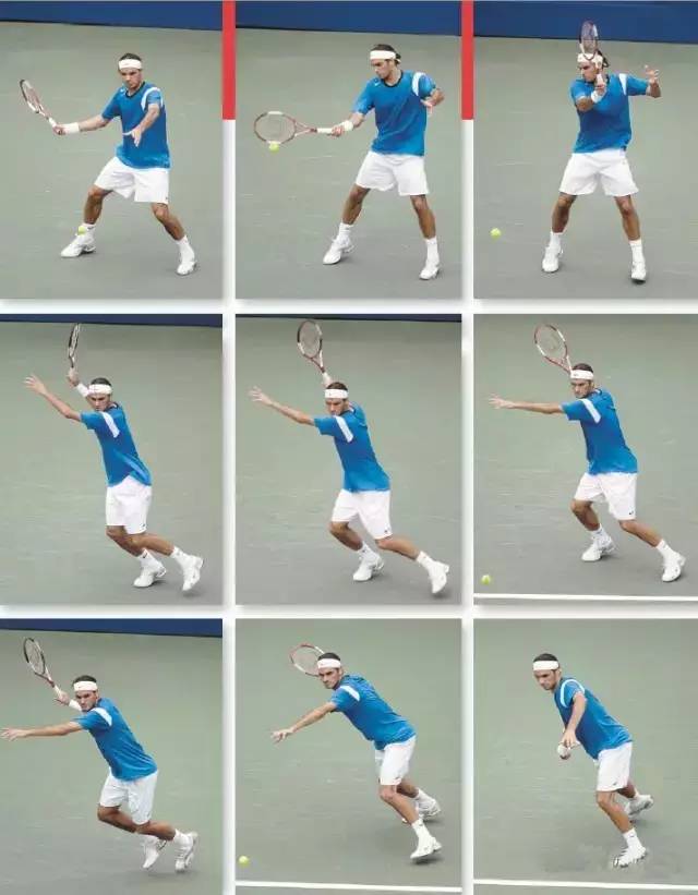 网球正手击球分解图片
