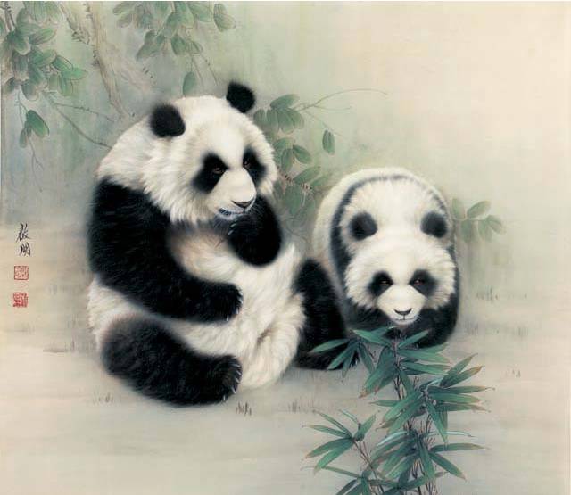 工笔画熊猫的画法步骤图片