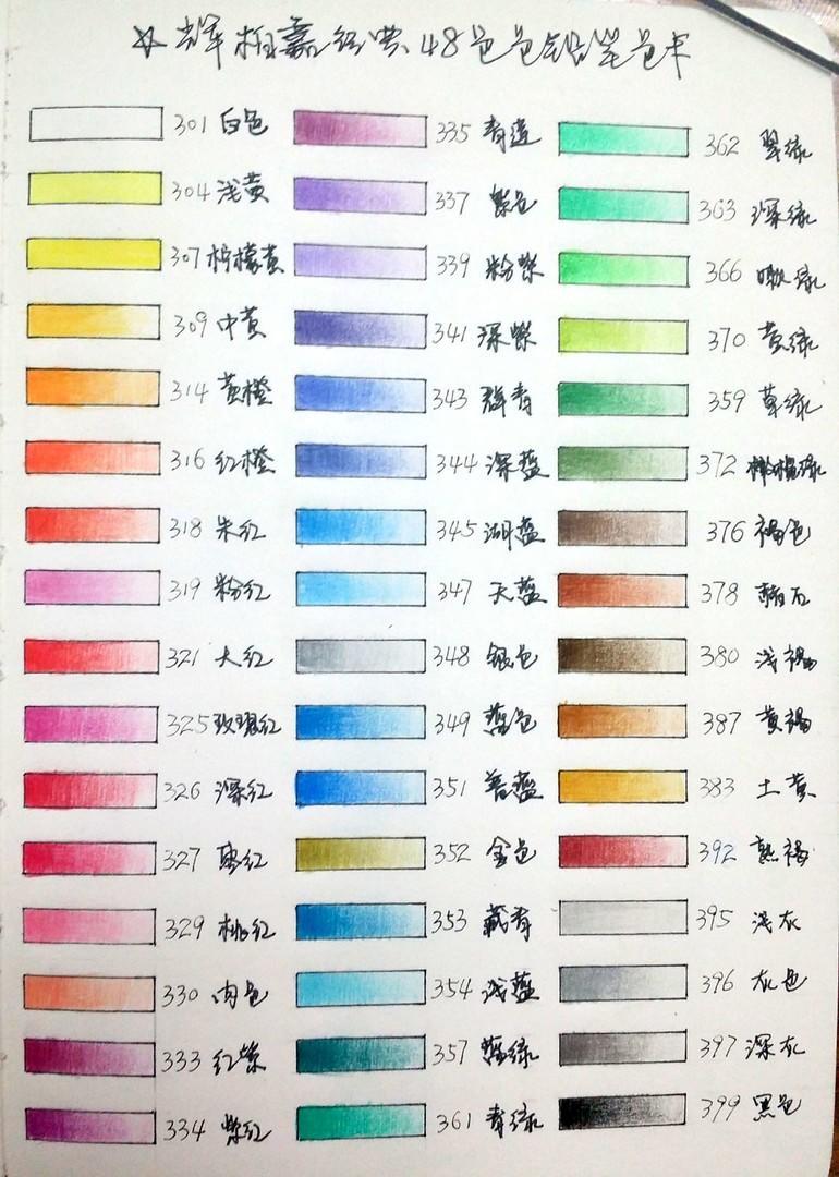48色彩铅颜色排序图片图片