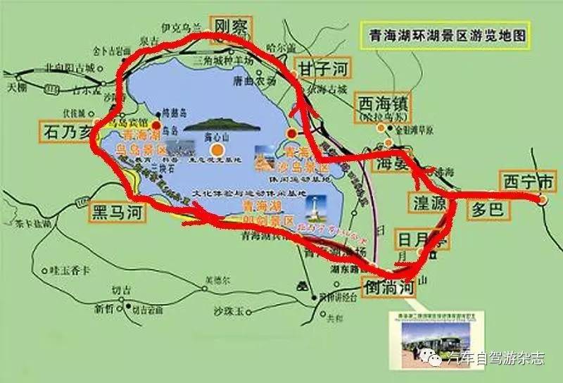 青海湖小环线地图图片