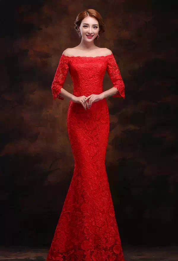 气质新娘红色晚礼服造型 打造魅力女神 !