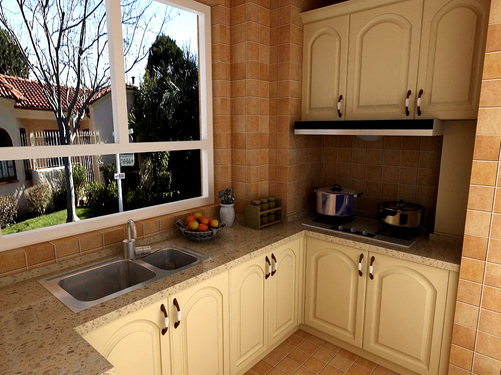 厨房水池与灶台布局图片