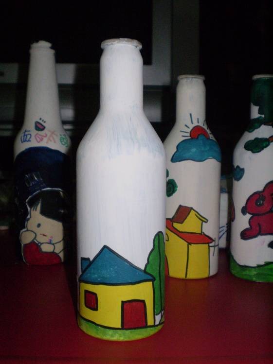 手工篇幼儿园手工作品绚丽多彩的瓶子画太美了