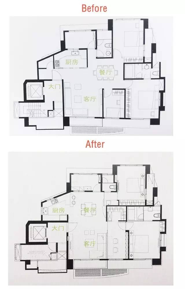 改造前后平面图对照▼