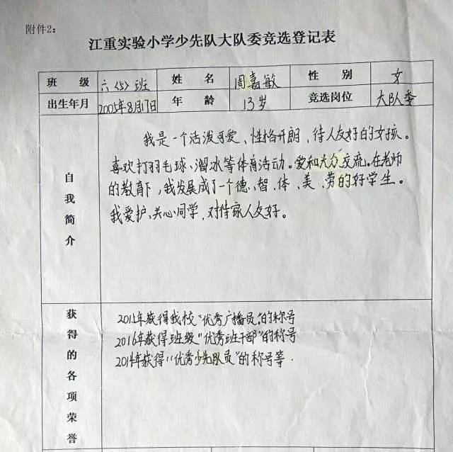 红领巾争章表怎么填写图片