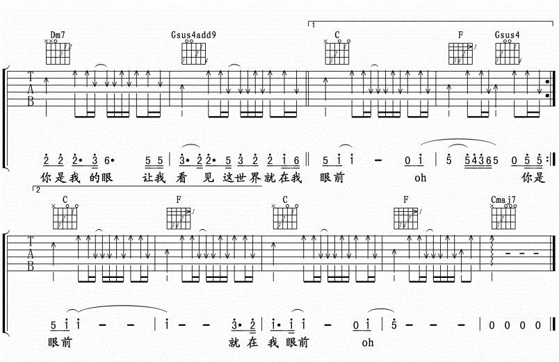 【吉他谱】林宥嘉《你是我的眼》