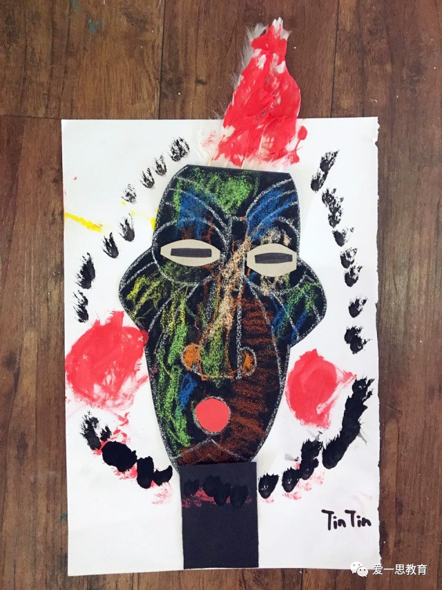小艺术家的创想绚丽的非洲画脸iec石门实验中学附属国际幼儿园美术