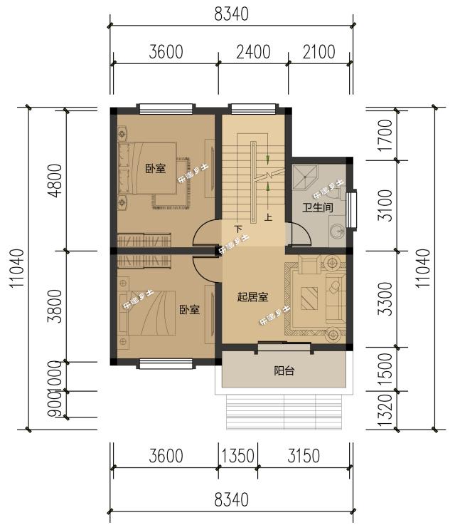 8x11米三层简约独栋别墅,朴实的乡间住宅