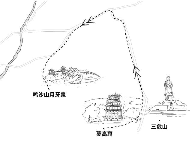 鸣沙山月牙泉速写图片