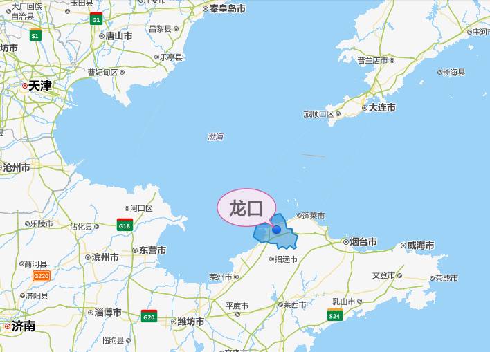 龍口市地處東北亞,位於東經120°13′～120°44′,北緯37°27′～37