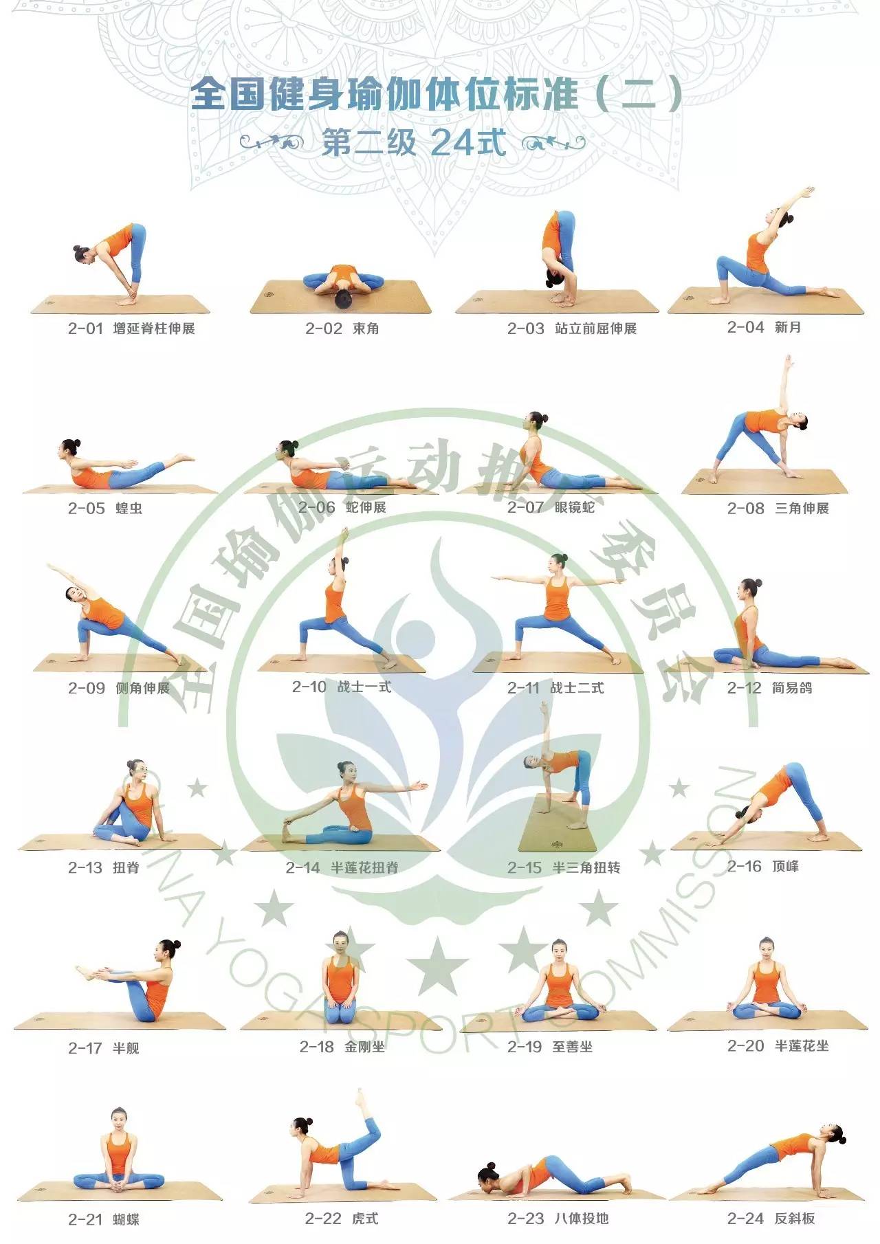 资料2017年健身瑜伽108式体位标准15级
