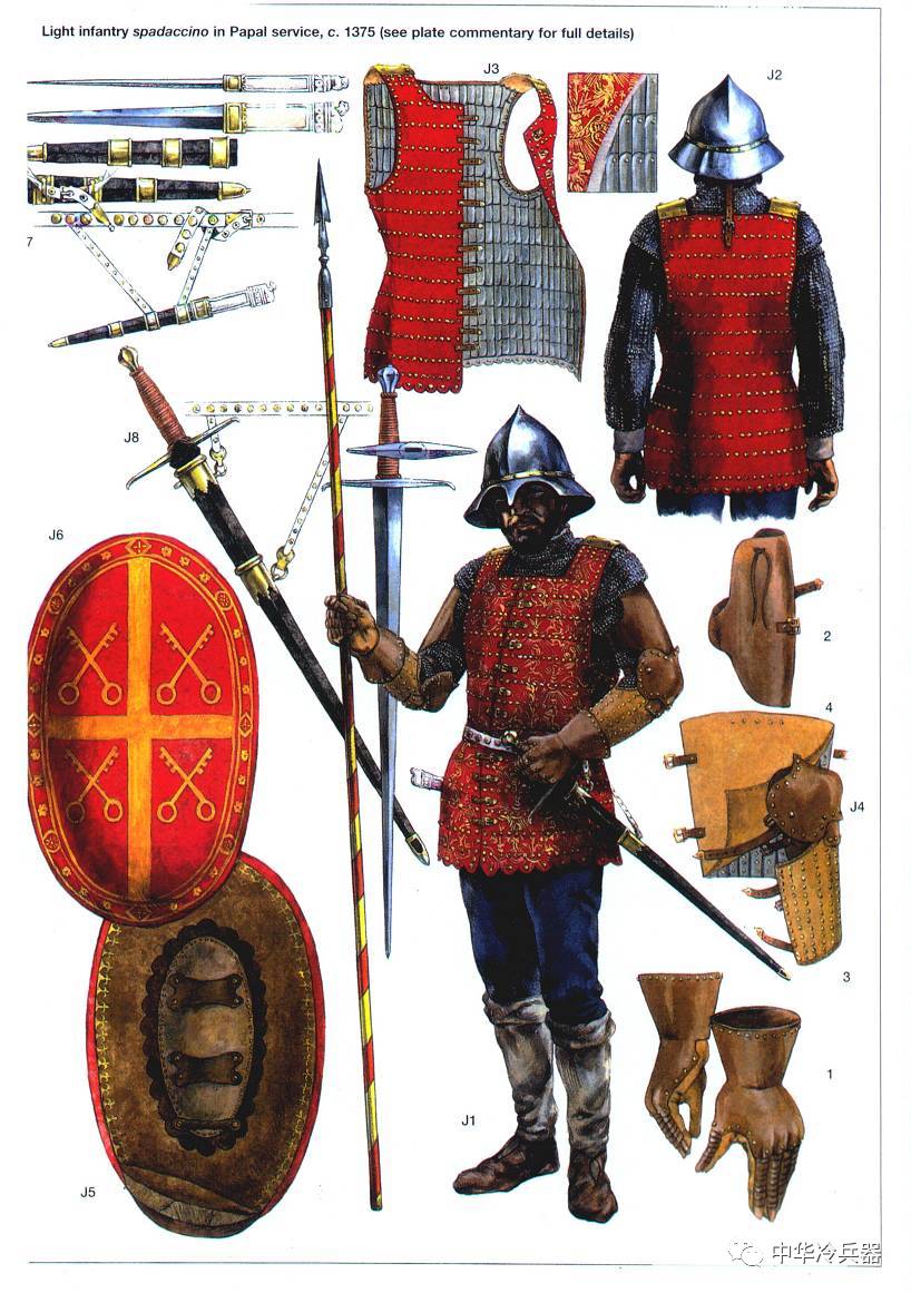 欧洲步兵的装备的板甲衣13世纪末,由于铁质弩开始在欧洲兴起,传统锁甲