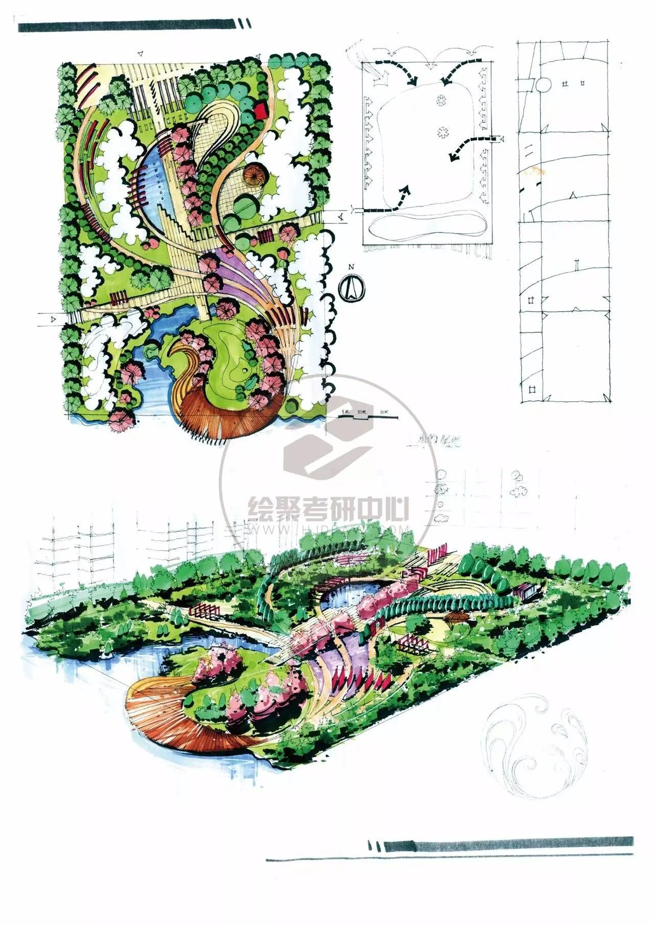 参考案例大型绿地快题设计要点(1)空间设计综合性公园是为人们提供