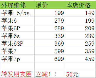 【開封手機圈維修價格表】!轉發立減50元,還送免費小配件!