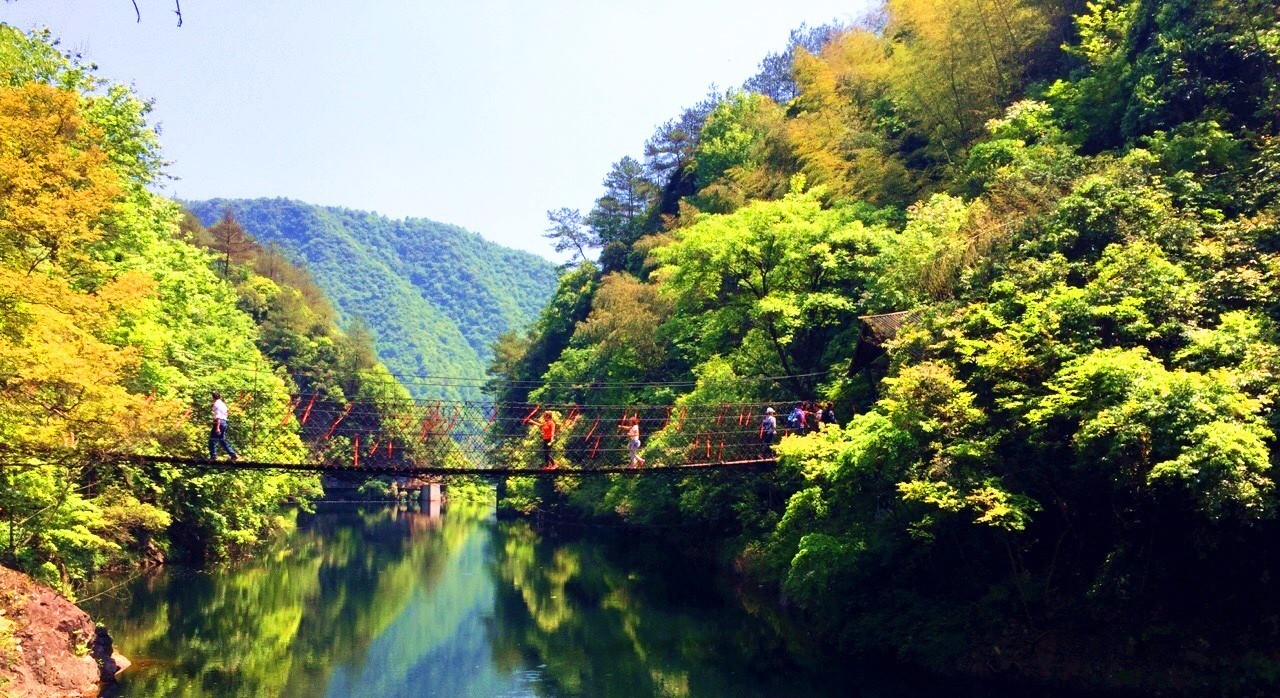 安徽愛遊 醉山野位於池州市石臺縣,景區棧道沿峽谷而建,純木質