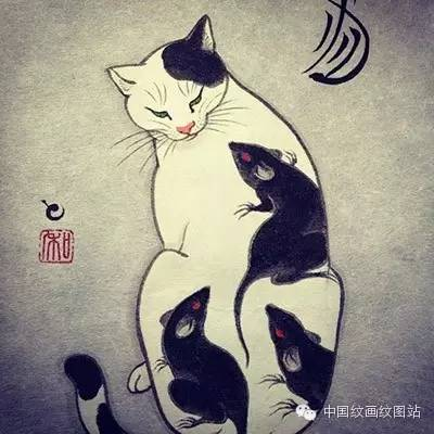 浮世绘风格的纹身猫和忍者猫猫的大全