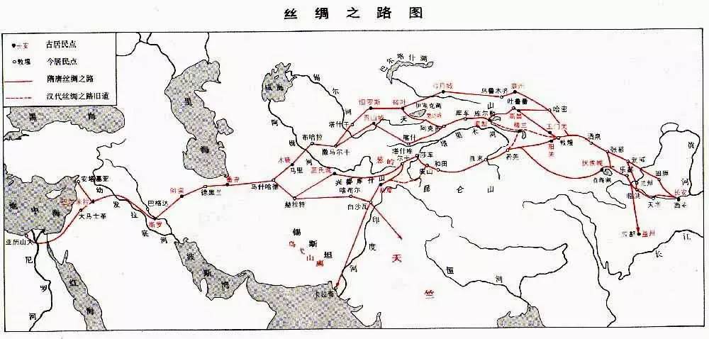 张骞通西域路线图图片