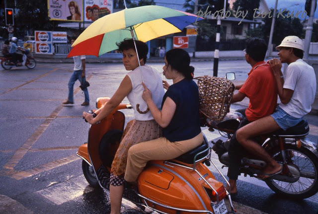 1984年的泰国清迈街头彩色老照片