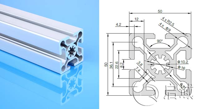 8mm槽寬的工業鋁型材系列之50歐標