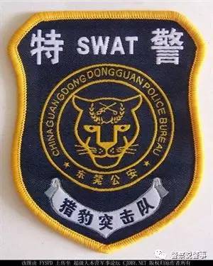 东莞市公安局特警支队使用的猎豹突击队臂章深圳市公安局特警支队的
