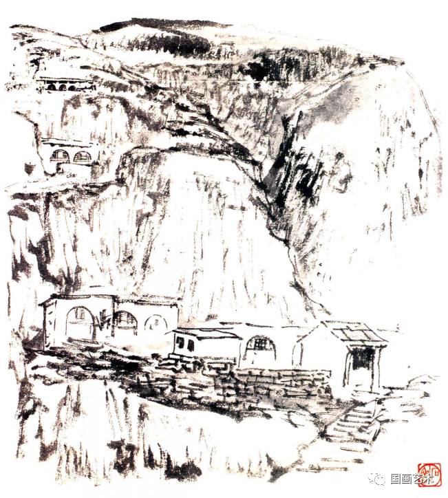 陕北窑洞小景 1958年