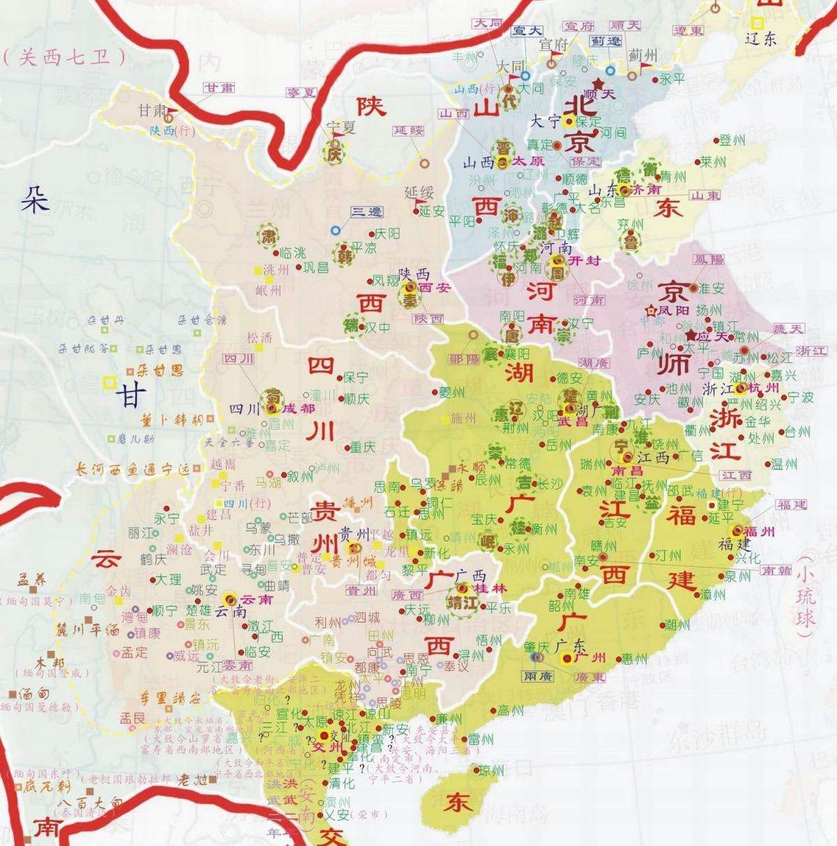 明朝地方行政区划图片