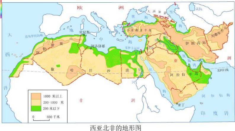 中东沙漠分布图图片