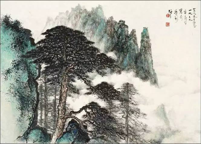 松树山水画