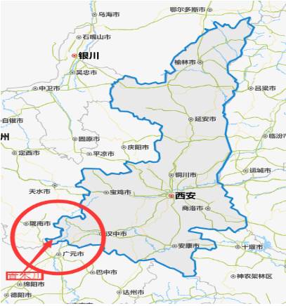 陕西省汉中市宁强县西北角,地处陕,甘,川三省交界处地理坐标