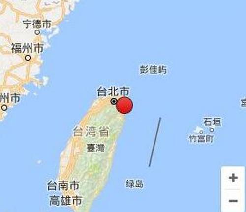 臺灣宜蘭縣海域發生地震 震源深度61.5公里(圖)