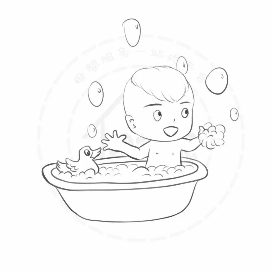 画洗澡的简笔画 卡通图片