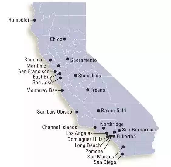 丨其中加州大学的10所分布如图
