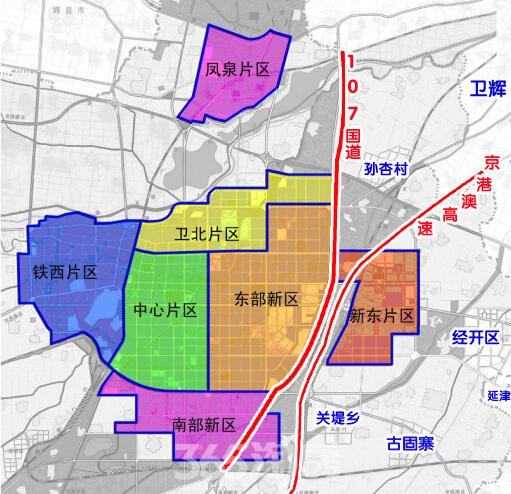 新乡市空间发展方向及各区域建设重点