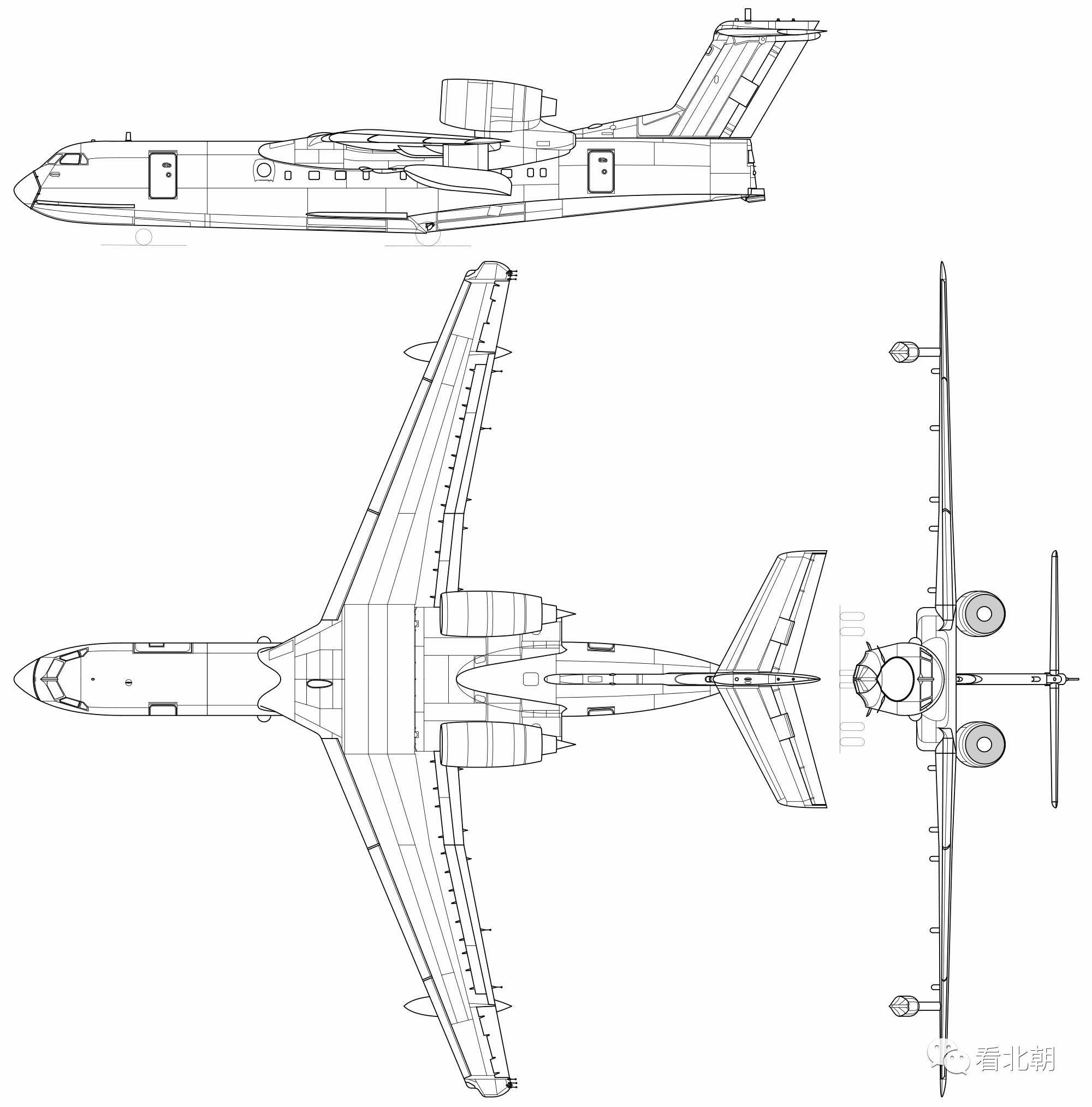 水上飞机三视图图片